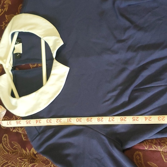 Venus Navy Blue Cuffed Sleeves Dress, Women's sz 10, small flare skirt ๐ ๐ค - Picture 8 of 12